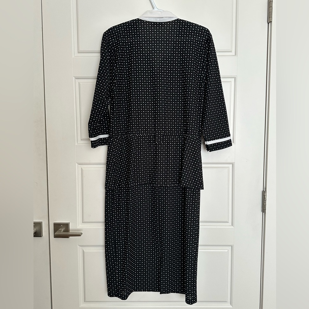Vintage Black and White Polka Dot Peplum Dress - Picture 3 of 7